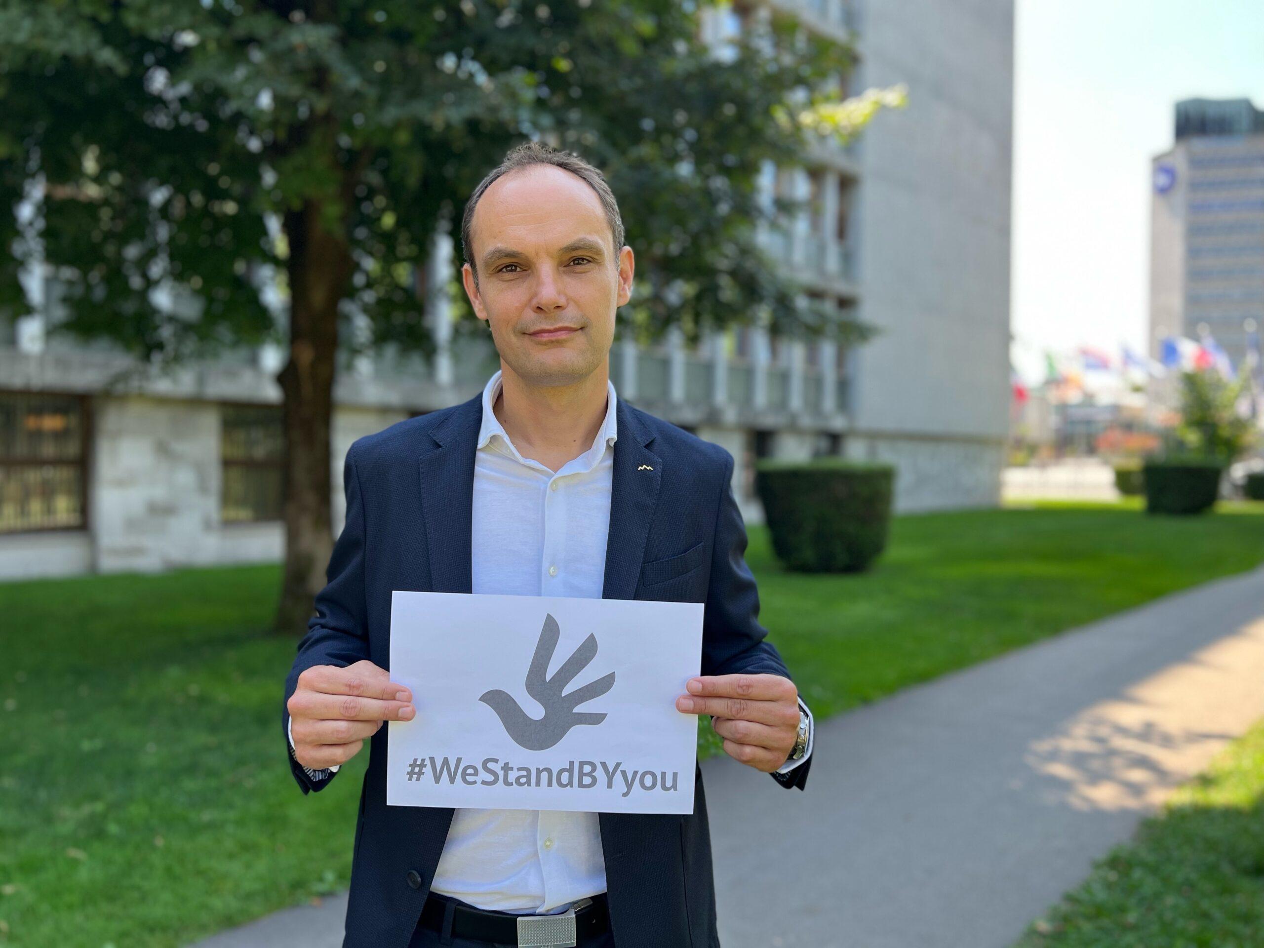 Abgeordnete aus Slowenien und Deutschland übernehmen Patenschaften für Vatslau Areshka, Tatiana Kouzina und Aleh Barazna