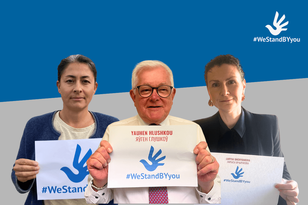 Three politicians from the UK and Germany become godparents for Larysa Shchyrakova, Yauhen Hlushkou and Tatsiana and Aliaksandr Birulia